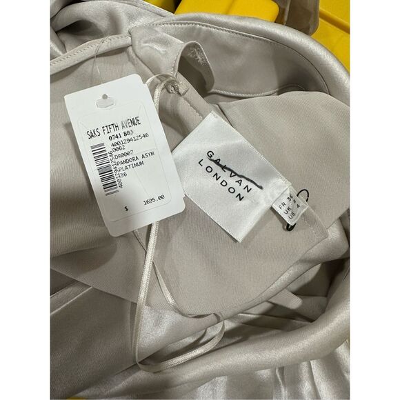 NWT GALVAN LONDON SATIN PANDORA DRESS PLATINUM SIZE US4 $1695 - Picture 14 of 15